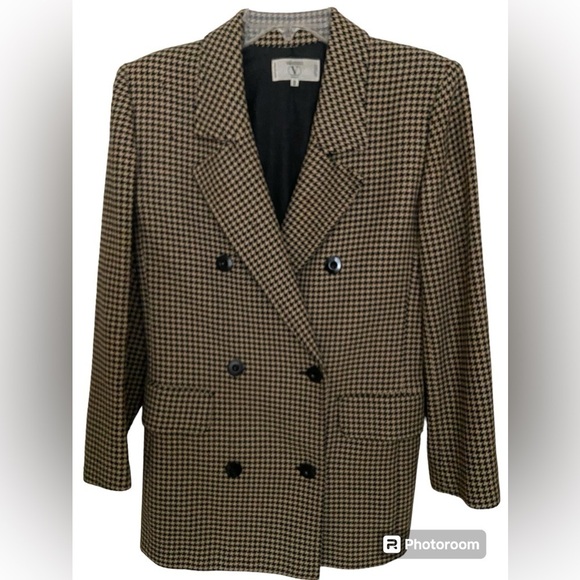 Valentino Miss V Houndstooth double button jacket size 8, Vintage, Fall trend